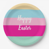 ハッピーイースターカラフルストライプパターン装飾用クッション ペーパープレート (正面)
