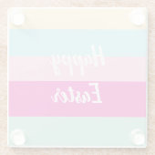 ハッピーイースターカラフルストライプパターン ガラスコースター (裏面)