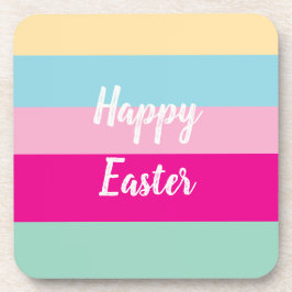 ハッピーイースターカラフルストライプパターン コースター