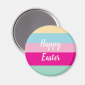 ハッピーイースターカラフルストライプパターン マグネット (正面/裏面)