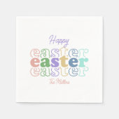 ハッピーイースターカラフルタイポグラフィ スタンダードカクテルナプキン (正面)