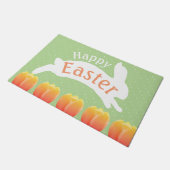 ハッピーイースターカラフルチューリップ&ラビット ドアマット (アングル)