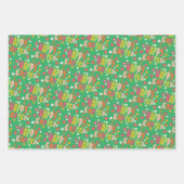 ハッピーイースターカラフルデイジーモダンバブルレター ラッピングペーパーシート (正面2)