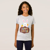 ハッピーイースターカラフルバニー・エッグズ・チルドレン Tシャツ (正面フル)