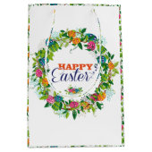 ハッピーイースターカラフルフラワーズ&エッグリース ミディアムペーパーバッグ (正面)