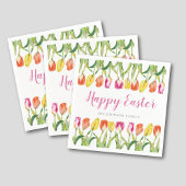 ハッピーイースターカラフルフローラチューリップ スタンダードカクテルナプキン