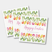 ハッピーイースターカラフルフローラチューリップ スタンダードカクテルナプキン