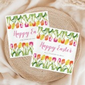 ハッピーイースターカラフルフローラチューリップ スタンダードカクテルナプキン
