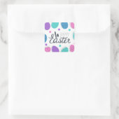 ハッピーイースターカラフルモダンエッグタイポグラフィ スクエアシール (バッグ)