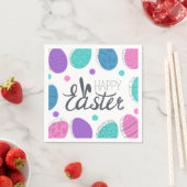 ハッピーイースターカラフルモダンエッグタイポグラフィ スタンダードカクテルナプキン (インサイチュ)