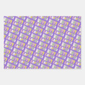 ハッピーイースターカラフルモダンストライプパステルギフト ラッピングペーパーシート (正面3)