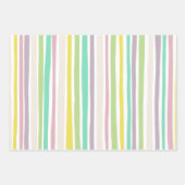 ハッピーイースターカラフルモダンストライプパステル ラッピングペーパーシート (正面)