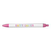 ハッピーイースターカラフルレインボータイポグラフィ 黒ボールペン (正面)