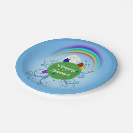 ハッピーイースターカラフル惑星 ペーパープレート (アングル)