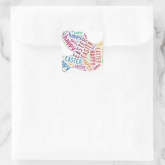 ハッピーイースターカラフル挨拶文字 スクエアシール (バッグ)