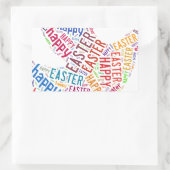 ハッピーイースターカラフル挨拶文字 長方形シール (バッグ)