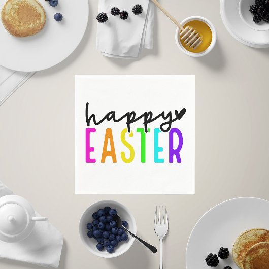 ハッピーイースターカラフル表の設定 スタンダードカクテルナプキン