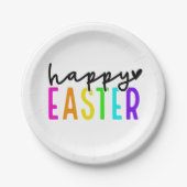 ハッピーイースターカラフル表の設定 ペーパープレート (正面)