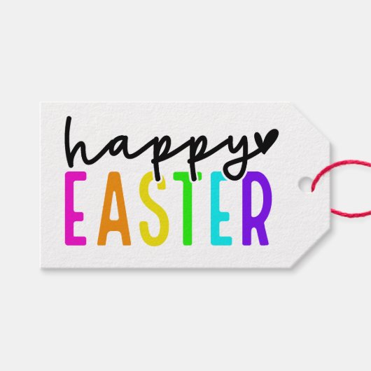 ハッピーイースターカラフル パーソナライズされた ギフトタグ (正面(横))