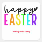 ハッピーイースターカラフル パーソナライズされた スクエアシール (正面)