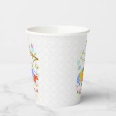 ハッピーイースターカラフル – 卵と鳥の花形 紙コップ (左)