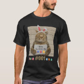 ハッピーイースターカワイトバニーキャットエッグス籠の男性 Tシャツ (正面)