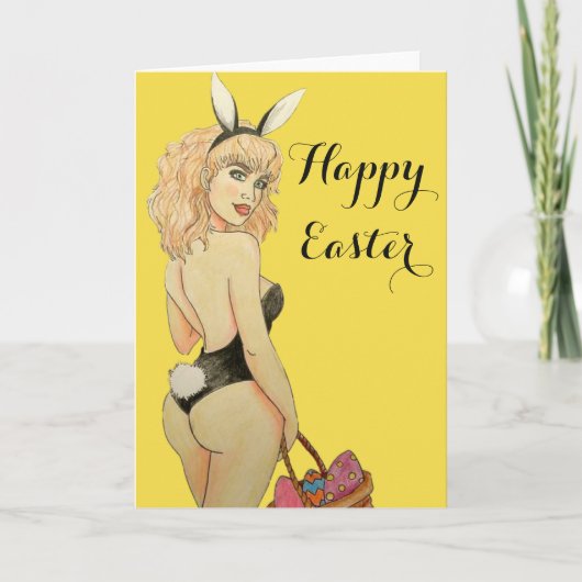 ハッピーイースターカード手描きの芸術 シーズンカード (正面)