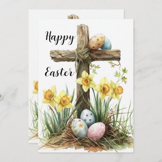 ハッピーイースターカード、イエズス十字復活祭エッグ シーズンカード (正面/裏面)