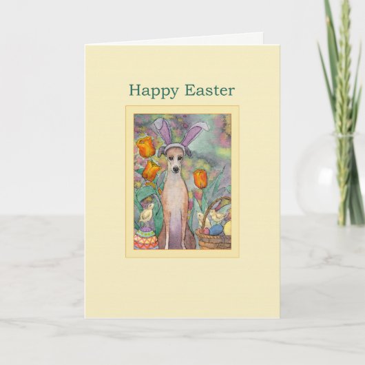 ハッピーイースターカード、グレイハウンドインバニーイヤー シーズンカード (正面)