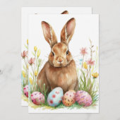 ハッピーイースターカード、バニーイースターエッグ シーズンカード (正面/裏面)