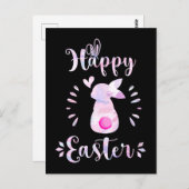 ハッピーイースターガールズウィメンズキュートバニーラバー ポストカード (正面/裏面)