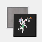 ハッピーイースターキッズボーイズバニーダンクバスケットボールイースト マグネット (正面/裏面)