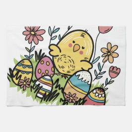 ハッピーイースターキッチンタオル：フェスティバルとおもしろいデザイン キッチンタオル