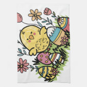 ハッピーイースターキッチンタオル：フェスティバルとおもしろいデザイン キッチンタオル (縦)