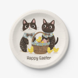 ハッピーイースターキャッツイースターバスケットベビーチックス ペーパープレート