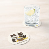 ハッピーイースターキャッツイースターバスケットベビーチックス ラウンドペーパーコースター (インサイチュ)