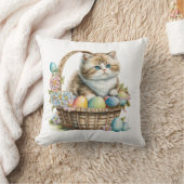 ハッピーイースターキャットバスケットとイースターエッグ&フラワー クッション (ブランケット)