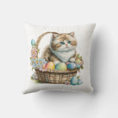 ハッピーイースターキャットバスケットとイースターエッグ&フラワー クッション (裏面)