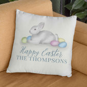 ハッピーイースターキュイシンプルタイポグラフィパステルエレガント クッション