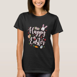 ハッピーイースターキュートイースターバニー Tシャツ