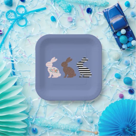 ハッピーイースターキュートイースターレオパードバニーラビット ペーパープレート (パーティー)