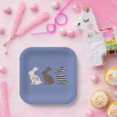 ハッピーイースターキュートイースターレオパードバニーラビット ペーパープレート (パーティー)