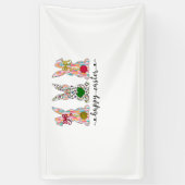 ハッピーイースターキュートコケットイースターバニーラビットウォム 横断幕 (縦)