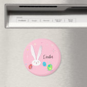 ハッピーイースターキュートバニーイースターエッグ狩りパーティー マグネット (インサイチュ (食洗機))