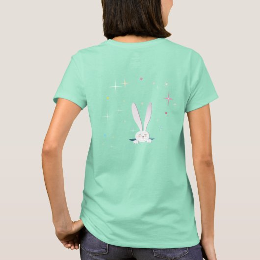 ハッピーイースターキュートバニーイースターエッグ狩りパーティー Tシャツ (裏面)