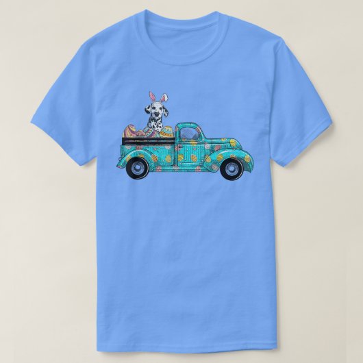 ハッピーイースターキュートバニードッグダルマチアンエッグオールドトゥル Tシャツ (デザイン正面)