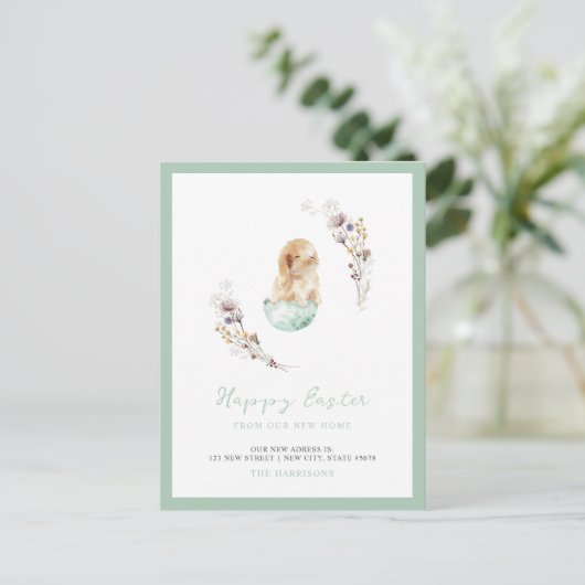 ハッピーイースターキュートバニーニューホームアナウンスメント シーズンポストカード (スタンド正面)