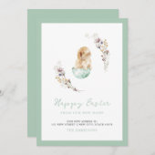 ハッピーイースターキュートバニーニューホームアナウンスメント 案内状 (正面/裏面)