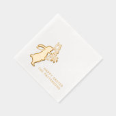 ハッピーイースターキュートバニーバタフライパーソナライズされた 箔ナプキン (右)