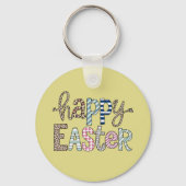 ハッピーイースターキュートフローラバニー春ヒョウ キーホルダー (正面)